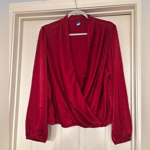 Old Navy Deep Red Long Sleeve Blouse